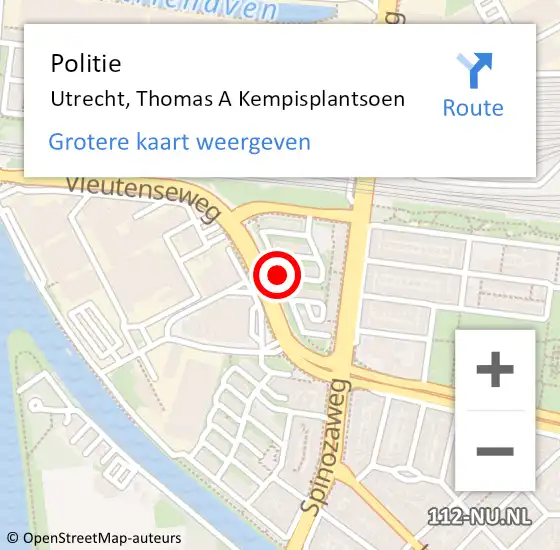 Locatie op kaart van de 112 melding: Politie Utrecht, Thomas A Kempisplantsoen op 12 maart 2020 17:51