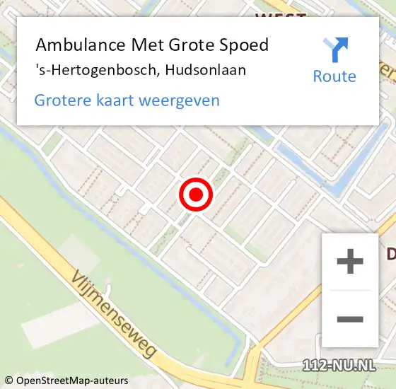 Locatie op kaart van de 112 melding: Ambulance Met Grote Spoed Naar 's-Hertogenbosch, Hudsonlaan op 12 maart 2020 18:24