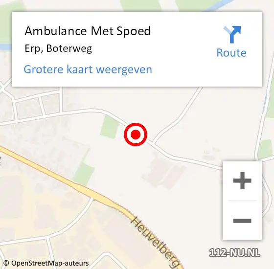 Locatie op kaart van de 112 melding: Ambulance Met Spoed Naar Erp, Boterweg op 13 maart 2020 10:42