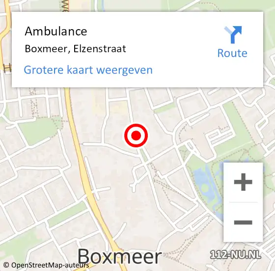 Locatie op kaart van de 112 melding: Ambulance Boxmeer, Elzenstraat op 13 maart 2020 10:43