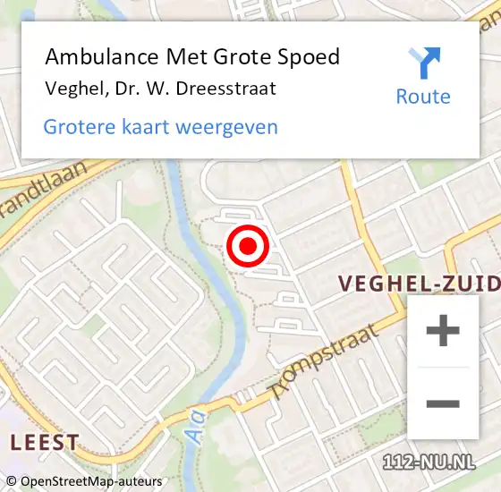 Locatie op kaart van de 112 melding: Ambulance Met Grote Spoed Naar Veghel, Dr. W. Dreesstraat op 13 maart 2020 19:00