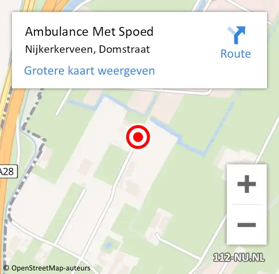 Locatie op kaart van de 112 melding: Ambulance Met Spoed Naar Nijkerkerveen, Domstraat op 13 maart 2020 19:50
