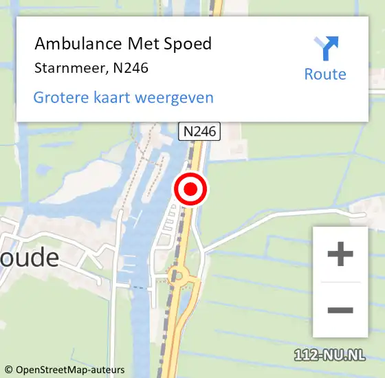 Locatie op kaart van de 112 melding: Ambulance Met Spoed Naar Starnmeer, N246 op 14 maart 2020 04:59