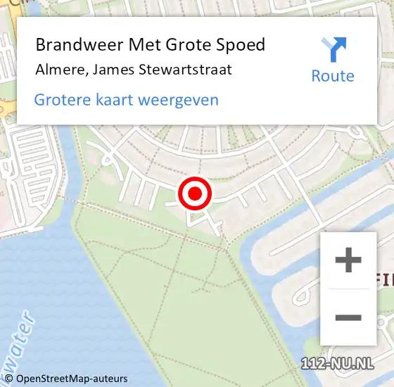 Locatie op kaart van de 112 melding: Brandweer Met Grote Spoed Naar Almere, James Stewartstraat op 14 maart 2020 05:07