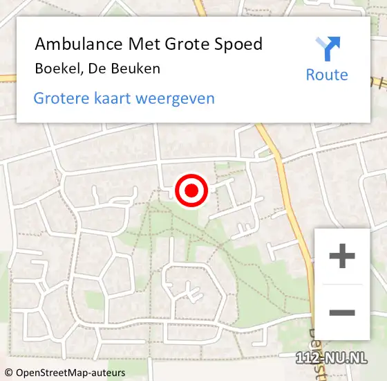 Locatie op kaart van de 112 melding: Ambulance Met Grote Spoed Naar Boekel, De Beuken op 14 maart 2020 11:11