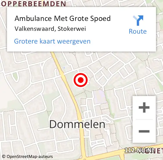 Locatie op kaart van de 112 melding: Ambulance Met Grote Spoed Naar Valkenswaard, Stokerwei op 14 maart 2020 14:36