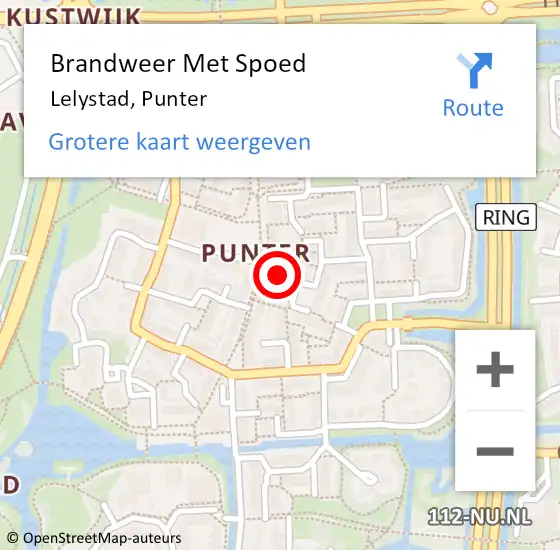 Locatie op kaart van de 112 melding: Brandweer Met Spoed Naar Lelystad, Punter op 14 maart 2020 19:36