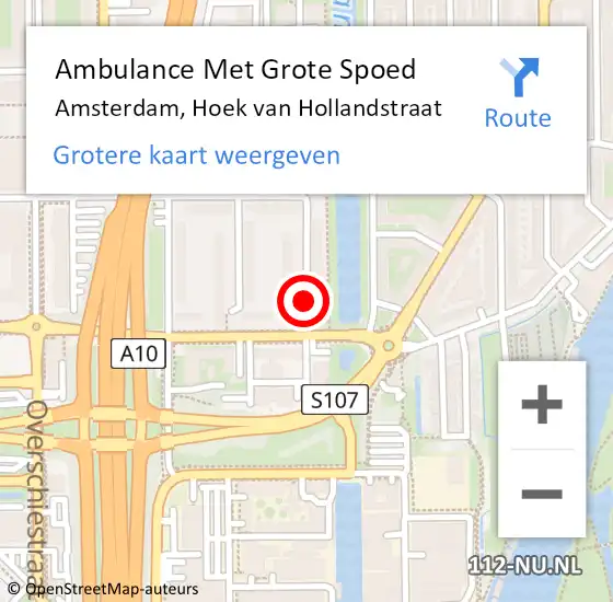 Locatie op kaart van de 112 melding: Ambulance Met Grote Spoed Naar Amsterdam, Hoek van Hollandstraat op 14 maart 2020 20:34
