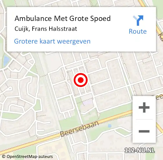 Locatie op kaart van de 112 melding: Ambulance Met Grote Spoed Naar Cuijk, Frans Halsstraat op 14 maart 2020 21:01
