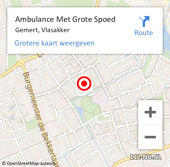 Locatie op kaart van de 112 melding: Ambulance Met Grote Spoed Naar Gemert, Vlasakker op 15 maart 2020 04:13