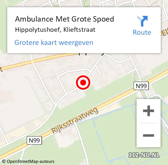 Locatie op kaart van de 112 melding: Ambulance Met Grote Spoed Naar Hippolytushoef, Klieftstraat op 15 maart 2020 09:14