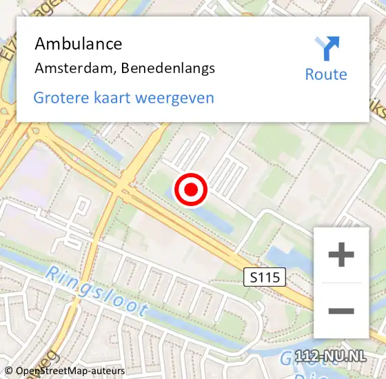 Locatie op kaart van de 112 melding: Ambulance Amsterdam, Benedenlangs op 1 mei 2014 12:24