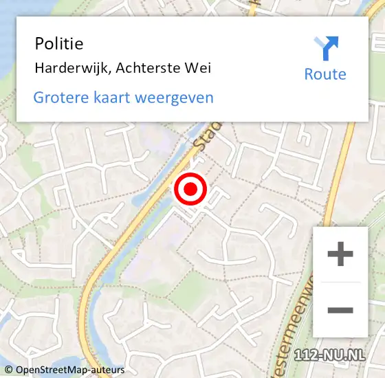 Locatie op kaart van de 112 melding: Politie Harderwijk, Achterste Wei op 15 maart 2020 12:13