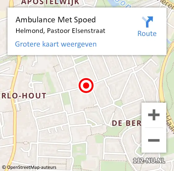 Locatie op kaart van de 112 melding: Ambulance Met Spoed Naar Helmond, Pastoor Elsenstraat op 15 maart 2020 12:34