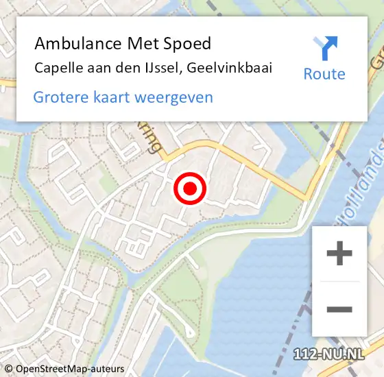 Locatie op kaart van de 112 melding: Ambulance Met Spoed Naar Capelle aan den IJssel, Geelvinkbaai op 15 maart 2020 15:59