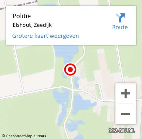 Locatie op kaart van de 112 melding: Politie Elshout, Zeedijk op 15 maart 2020 16:35
