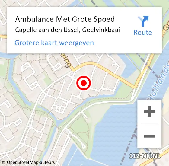 Locatie op kaart van de 112 melding: Ambulance Met Grote Spoed Naar Capelle aan den IJssel, Geelvinkbaai op 15 maart 2020 17:54