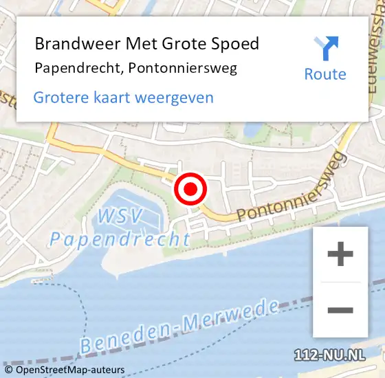 Locatie op kaart van de 112 melding: Brandweer Met Grote Spoed Naar Papendrecht, Pontonniersweg op 15 maart 2020 19:06