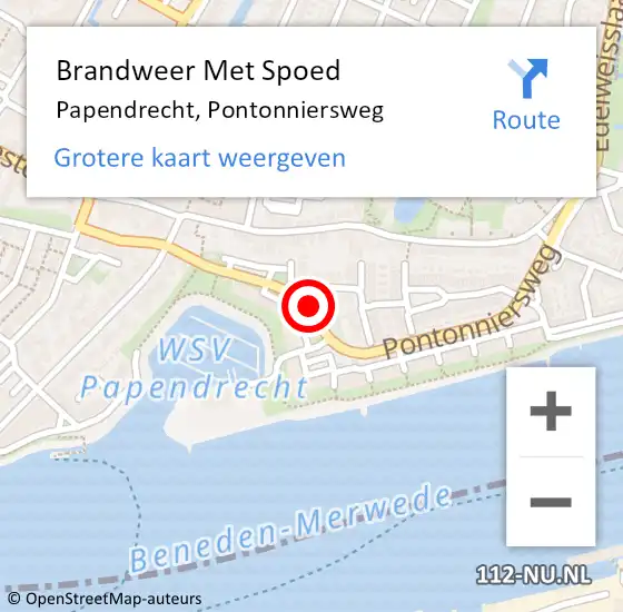 Locatie op kaart van de 112 melding: Brandweer Met Spoed Naar Papendrecht, Pontonniersweg op 15 maart 2020 19:31