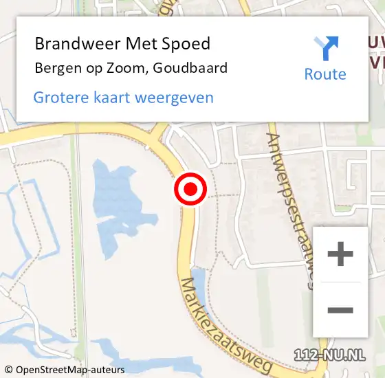 Locatie op kaart van de 112 melding: Brandweer Met Spoed Naar Bergen op Zoom, Goudbaard op 16 maart 2020 10:31