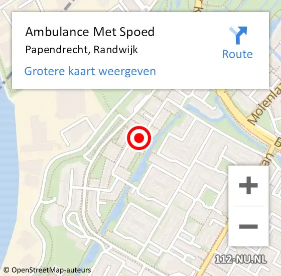 Locatie op kaart van de 112 melding: Ambulance Met Spoed Naar Papendrecht, Randwijk op 16 maart 2020 13:52