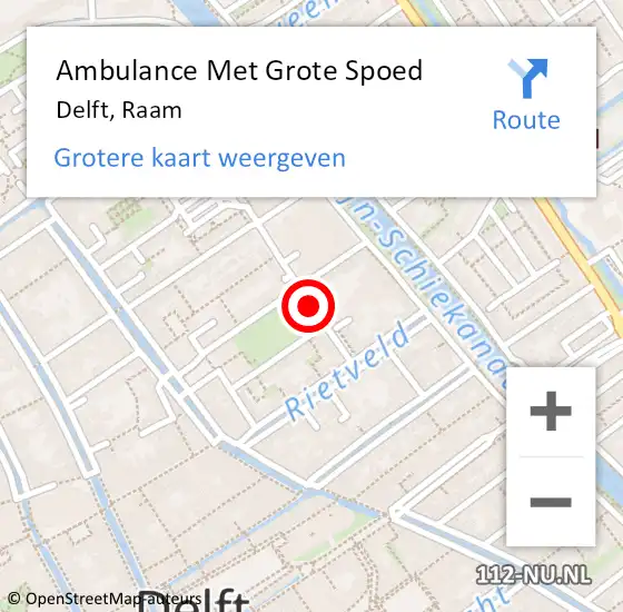 Locatie op kaart van de 112 melding: Ambulance Met Grote Spoed Naar Delft, Raam op 16 maart 2020 14:00