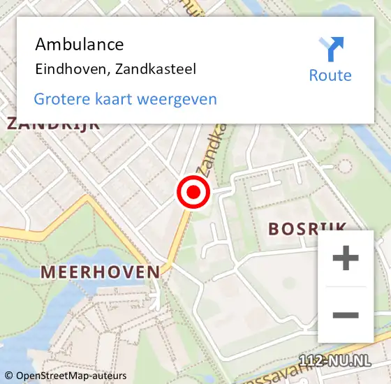 Locatie op kaart van de 112 melding: Ambulance Eindhoven, Zandkasteel op 16 maart 2020 14:13