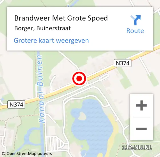 Locatie op kaart van de 112 melding: Brandweer Met Grote Spoed Naar Borger, Buinerstraat op 16 maart 2020 18:01
