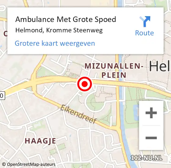 Locatie op kaart van de 112 melding: Ambulance Met Grote Spoed Naar Helmond, Kromme Steenweg op 16 maart 2020 18:31