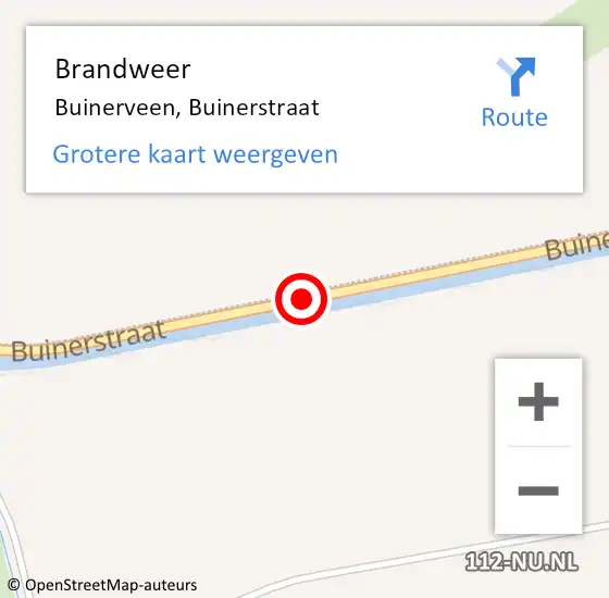 Locatie op kaart van de 112 melding: Brandweer Buinerveen, Buinerstraat op 16 maart 2020 18:52