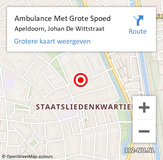 Locatie op kaart van de 112 melding: Ambulance Met Grote Spoed Naar Apeldoorn, Johan De Wittstraat op 16 maart 2020 23:44