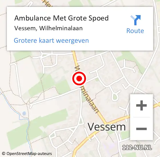 Locatie op kaart van de 112 melding: Ambulance Met Grote Spoed Naar Vessem, Wilhelminalaan op 17 maart 2020 05:44