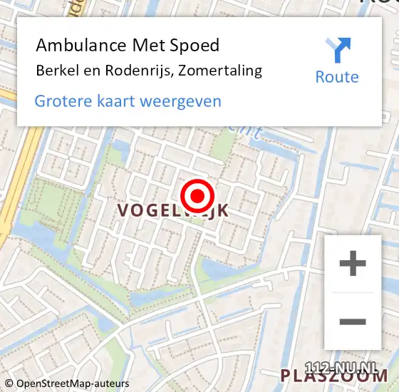 Locatie op kaart van de 112 melding: Ambulance Met Spoed Naar Berkel en Rodenrijs, Zomertaling op 17 maart 2020 08:42