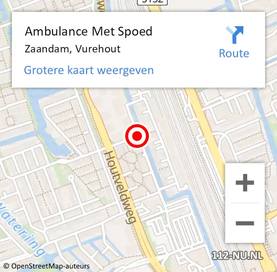 Locatie op kaart van de 112 melding: Ambulance Met Spoed Naar Zaandam, Vurehout op 17 maart 2020 10:23