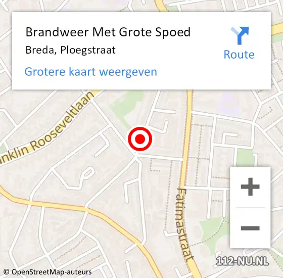 Locatie op kaart van de 112 melding: Brandweer Met Grote Spoed Naar Breda, Ploegstraat op 17 maart 2020 15:37