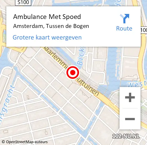 Locatie op kaart van de 112 melding: Ambulance Met Spoed Naar Amsterdam, Tussen De Bogen op 17 maart 2020 16:15