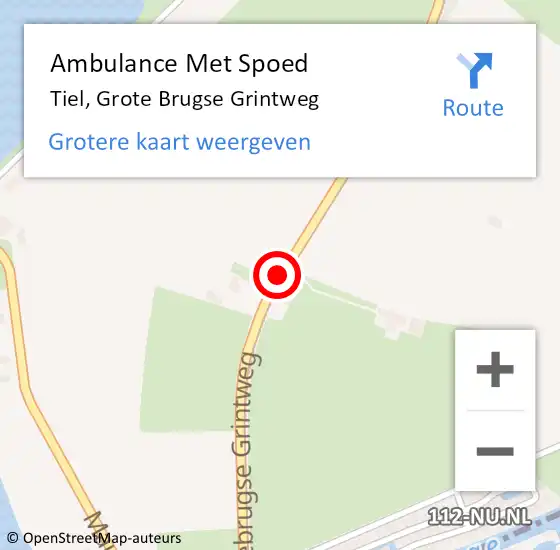 Locatie op kaart van de 112 melding: Ambulance Met Spoed Naar Tiel, Grote Brugse Grintweg op 17 maart 2020 20:49