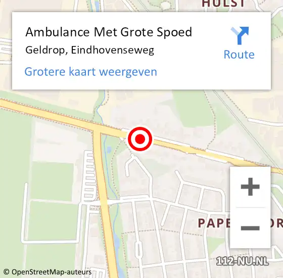 Locatie op kaart van de 112 melding: Ambulance Met Grote Spoed Naar Geldrop, Eindhovenseweg op 18 maart 2020 01:21