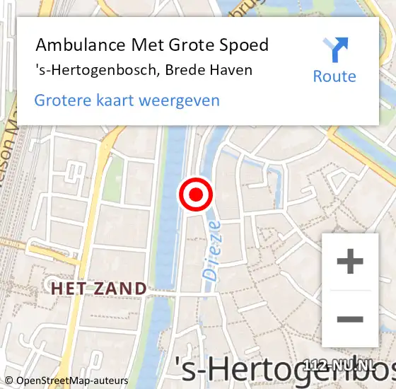 Locatie op kaart van de 112 melding: Ambulance Met Grote Spoed Naar 's-Hertogenbosch, Brede Haven op 18 maart 2020 05:56