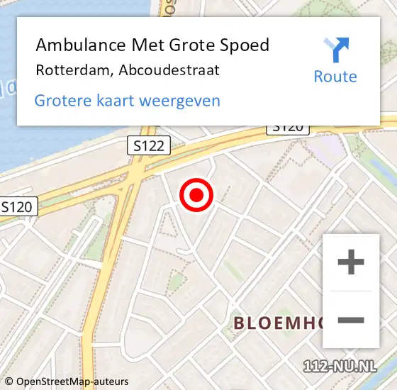 Locatie op kaart van de 112 melding: Ambulance Met Grote Spoed Naar Rotterdam, Abcoudestraat op 18 maart 2020 08:13