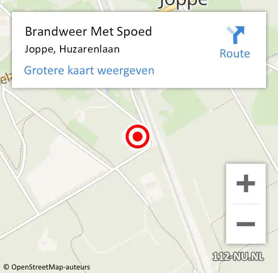 Locatie op kaart van de 112 melding: Brandweer Met Spoed Naar Joppe, Huzarenlaan op 1 mei 2014 16:56