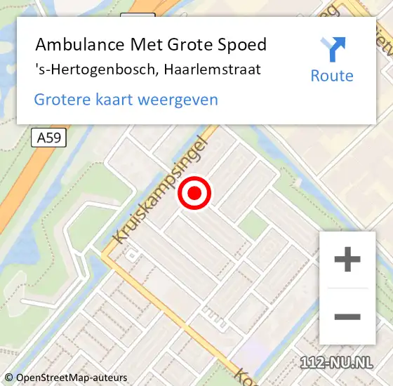 Locatie op kaart van de 112 melding: Ambulance Met Grote Spoed Naar 's-Hertogenbosch, Haarlemstraat op 18 maart 2020 18:53