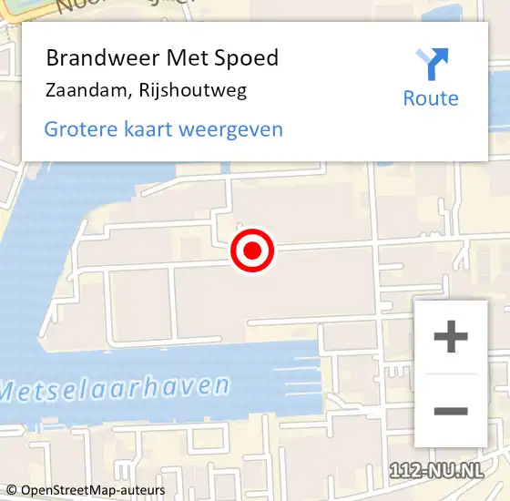 Locatie op kaart van de 112 melding: Brandweer Met Spoed Naar Zaandam, Rijshoutweg op 19 maart 2020 02:52