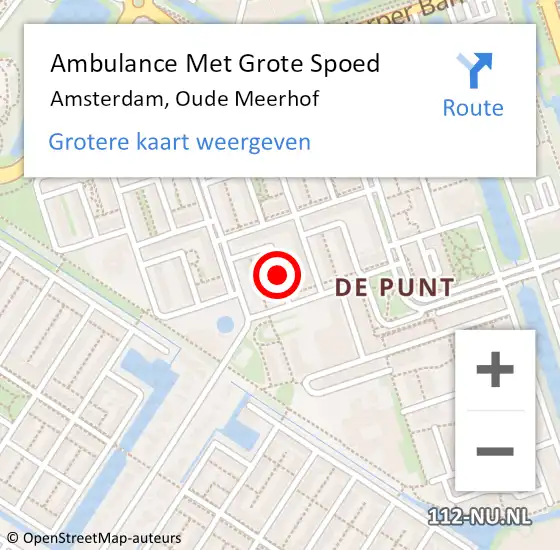 Locatie op kaart van de 112 melding: Ambulance Met Grote Spoed Naar Amsterdam, Oude Meerhof op 19 maart 2020 08:01