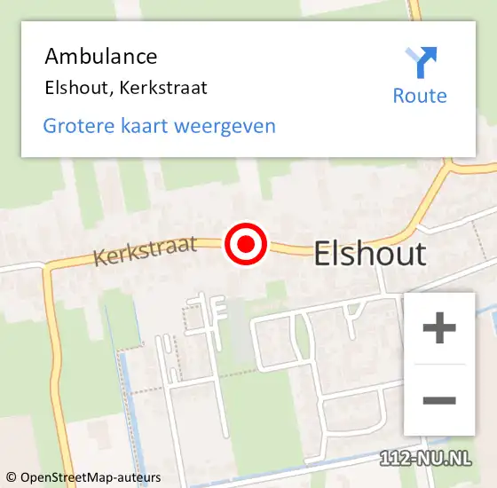 Locatie op kaart van de 112 melding: Ambulance Elshout, Kerkstraat op 19 maart 2020 09:06