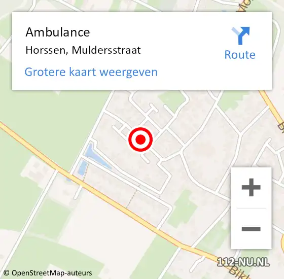 Locatie op kaart van de 112 melding: Ambulance Horssen, Muldersstraat op 19 maart 2020 12:10