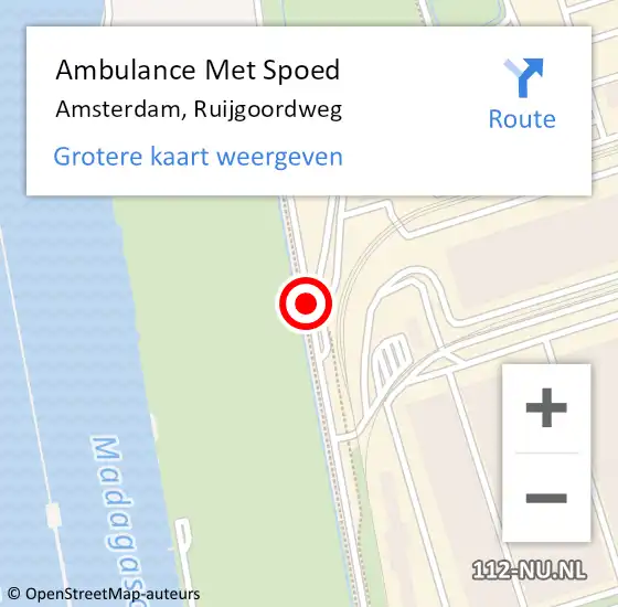 Locatie op kaart van de 112 melding: Ambulance Met Spoed Naar Amsterdam, Ruijgoordweg op 19 maart 2020 16:22