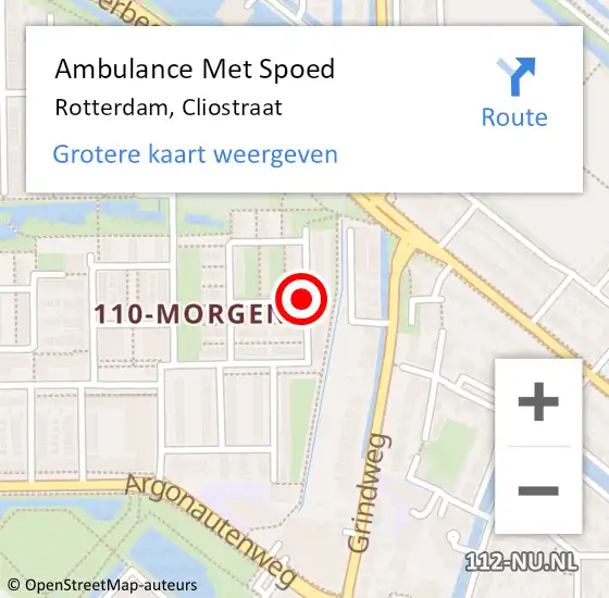 Locatie op kaart van de 112 melding: Ambulance Met Spoed Naar Rotterdam, Cliostraat op 19 maart 2020 22:46