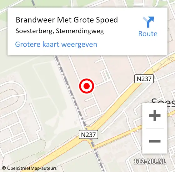 Locatie op kaart van de 112 melding: Brandweer Met Grote Spoed Naar Soesterberg, Stemerdingweg op 20 maart 2020 01:03