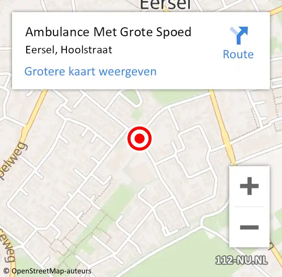Locatie op kaart van de 112 melding: Ambulance Met Grote Spoed Naar Eersel, Hoolstraat op 20 maart 2020 04:18